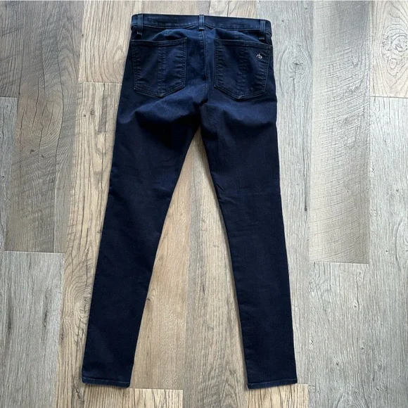 Rag & Bone Navy Leather Side Denim Jeans 28 - Picture 6 of 12